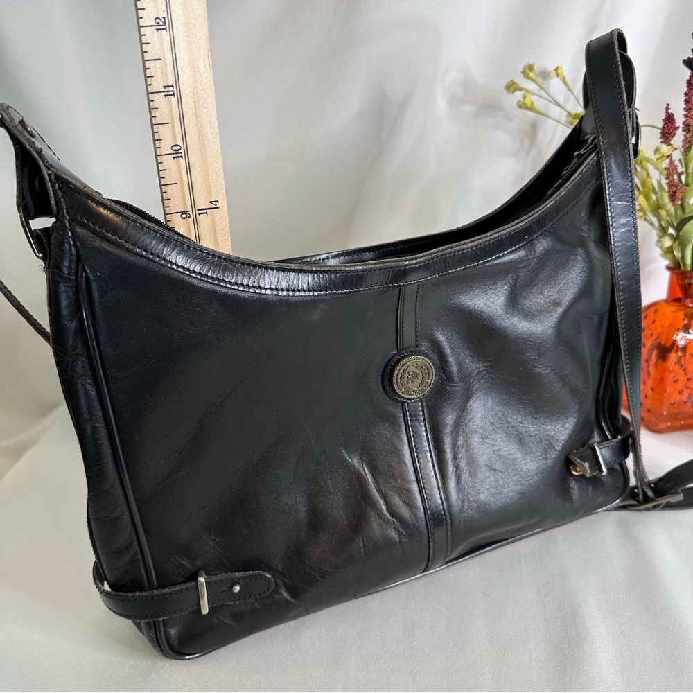 John Romain 60s Vintage Black Leather Handbag From Estate Old Money Quiet Luxury - Picture 6 of 15